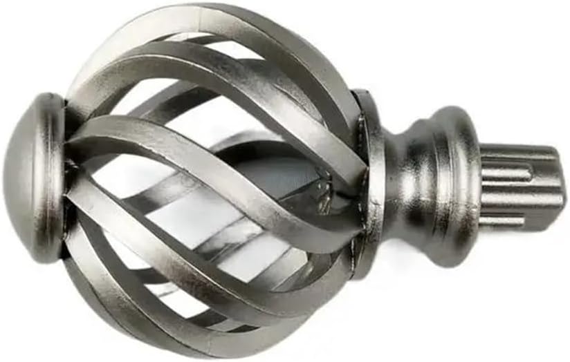 Replacement Curtain Rod Finials Spiral Birdcage Window Head Rods(Black)