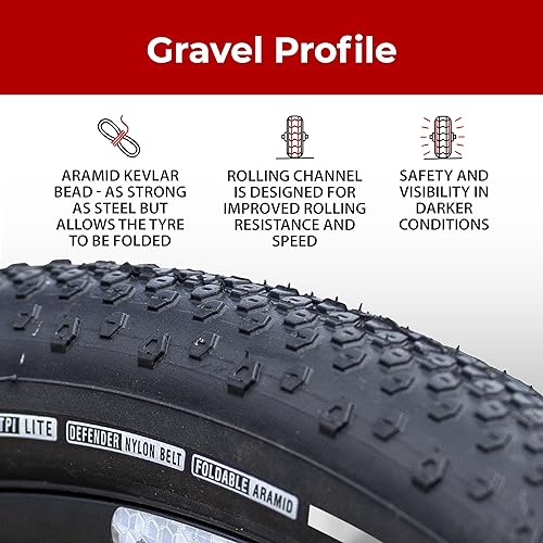 Fincci Pair 700x38c Bike Tire - Grooved 700c Bike Tire - Gravel Foldable Kevlar 40-622 Puncture Resistant Bike Tires 1 mm Nylon, Urban 700c Wheelset for Electric, Hybrid, Road, City Touring Bikes - Thumbnail 4