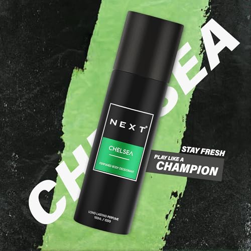 Image of Next Care Chelsea Daily Use Deodorant for Men | Perfumed Body Spray | Long Lasting Deo,150ml | Fragrances of Smokey Aroma, Vanilla & Oudh