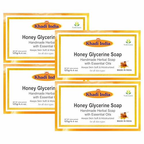 Image of Khadi 100% Pure & Natural Honey Glycerine Soap, 125g*4 (500gm)