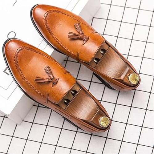 Men's Genuine Leather Loafers Pointed Toe Slip-On Anti-Slip Party Shoes3