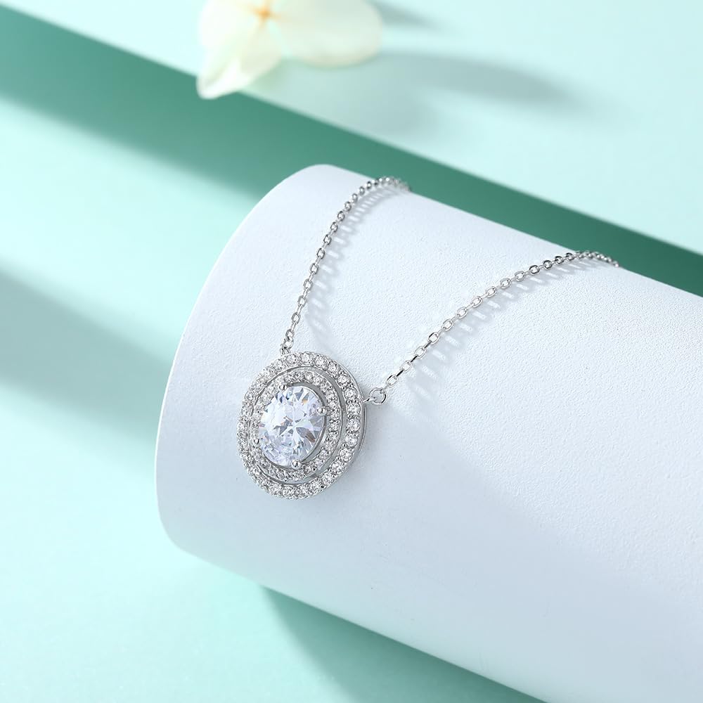 Halskette mit Anhänger aus 925er Sterlingsilber, ovaler Zirkonia-Anhänger, glänzender Anhänger, zwölf Sternbilder, Geburtsstein-Halsketten, Schmuck für Frauen und Mädchen (Zwillinge A)