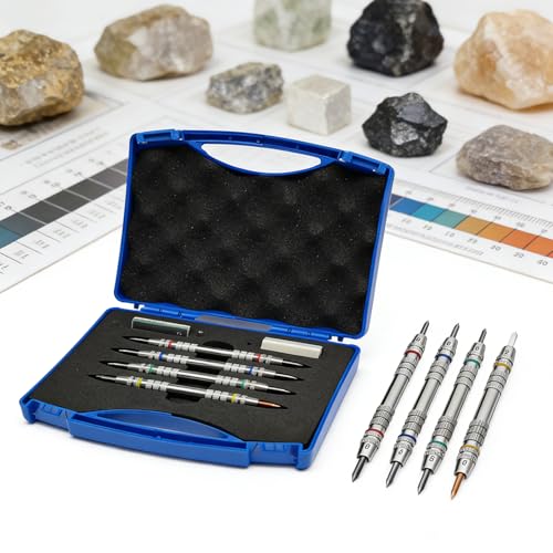 Kit test de dureté Mohs de niveau 2 à 9 avec stylos de rayure et boîte pour carrelage et verre