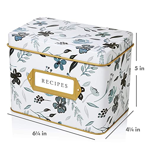 Jot & Mark Decorative Tin for Recipe Cards | Holds Hundreds of 4x6 Cards (Indigo Floral) - Thumbnail 6