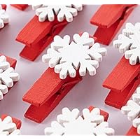 Agoer 60 Pcs Wooden Snowflake Clothespins Craft Clips with Jute Twine, Christmas Wooden Pegs, Mini Photo Paper Card Pegs for Xmas DIY Decoration