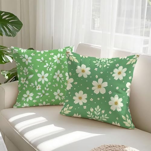 Housse coussin 65x65cm lot de 2 vert géométrique en velours imperméable - 3