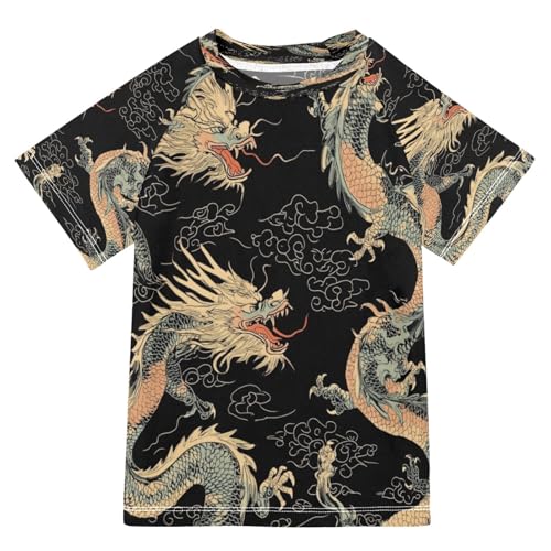 Kids Swimsuit Dragon Black Tai Chi Sunscreen T-Shirts Swimwear Sets UPF 50+