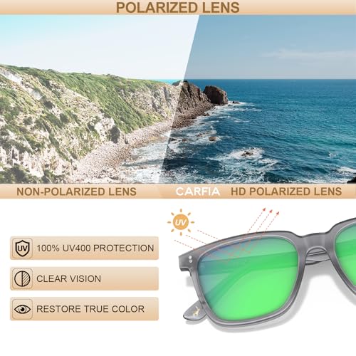 Image of CARFIA Retro Acetate Polarized Sunglasses for Men UV400 Protection Driving Outdoor Anti-Glare Sun Glasses CA5354WS