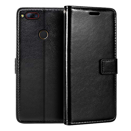 Shantime Lederhülle Kompatibel mit ZTE Nubia Z17 Mini, Business Design Magnetische Klapphülle, 3 Kartenfächer, Foto & Geheimfach(Schwarz)