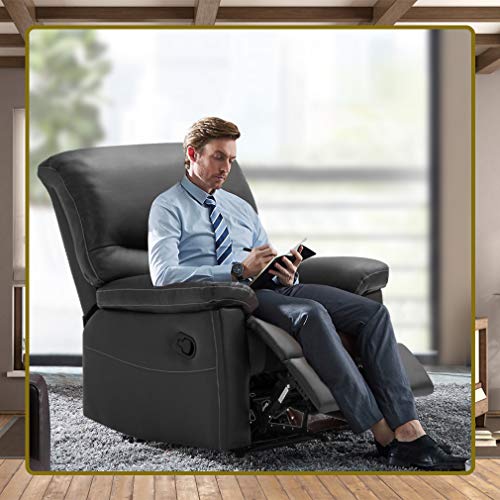 Fdw Pu Leather Sofa Recliner Couch Recliner Sofa Manual Reclining Sofa For Living Room Black #TOP4