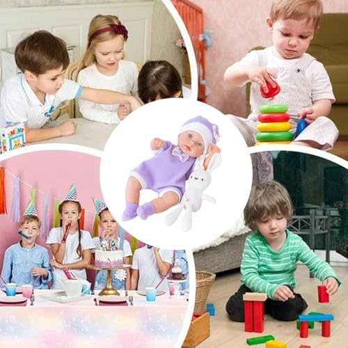Bébé Reborn Enfant réaliste de 30 cm lavable avec son doudou lapin