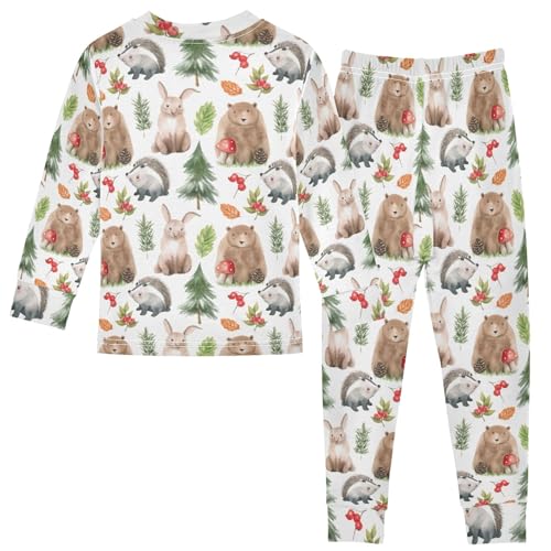 Nightclothes 2 Piece Set Woodland Animals Bears Footless Matching Fall Pajamas 18M2