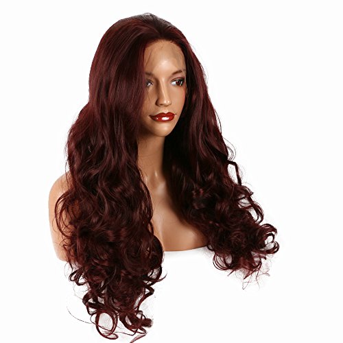 Parrucca sintetica con capelli ricci color mogano