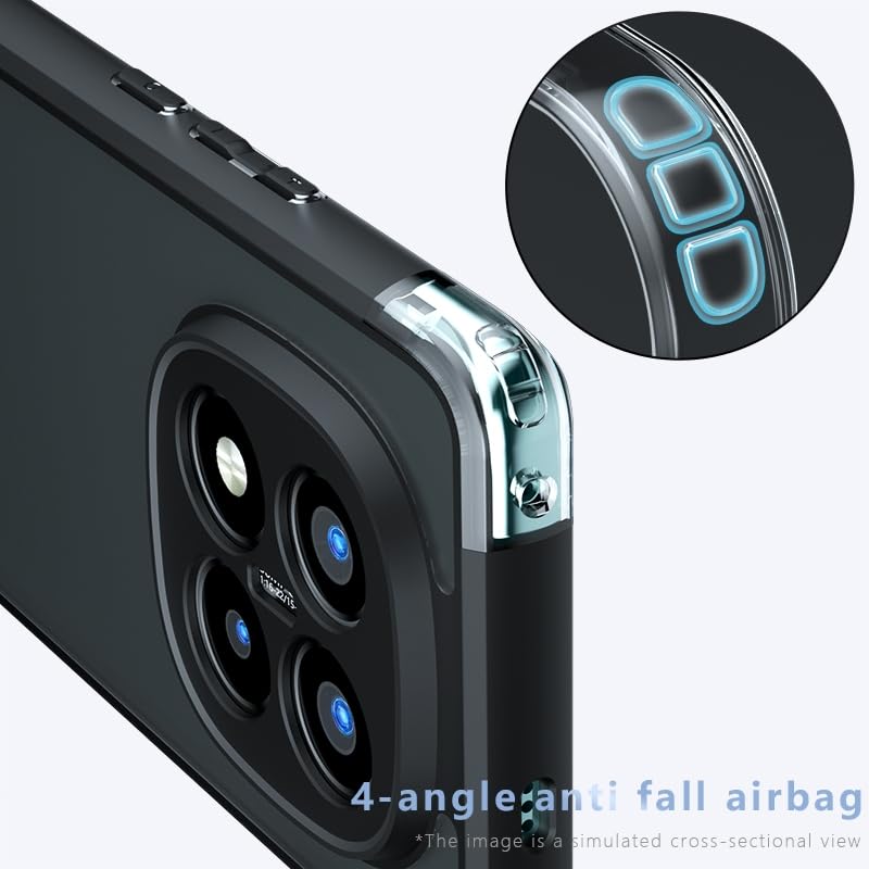 Image of Matte PC+TPU Phone Case for Redmi Note 14 Pro 5G / Poco X7 5G Air Bag Protection, Anti-Fingerprint, Never Turns Yellow, Micro Arc Edge, Skin-Friendly Feel, Camera Lens Guard, Black