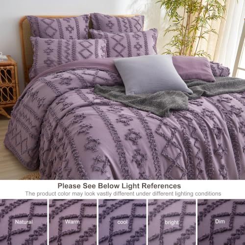 Purple Boho Tufted Duvet Cover King Set Vintage Tufts Bedding by YASMENG - Used condition - Image 8