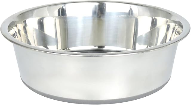 Andiker 8.6" Stainless Steel Dog Bowl 1750 ml/61 oz, Durable Non-slip Pet Feeding Bowl with Silicone Basic, Pets Feeder and Water Bowl for Small, Medium and Large Dog & Cat (gray) (L-22cm,61 ounce)