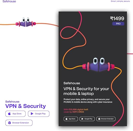 Safehouse VPN & Security | 1 Year Plan | Mobile & PC | Cyber Insurance | Email Delivery Instantly