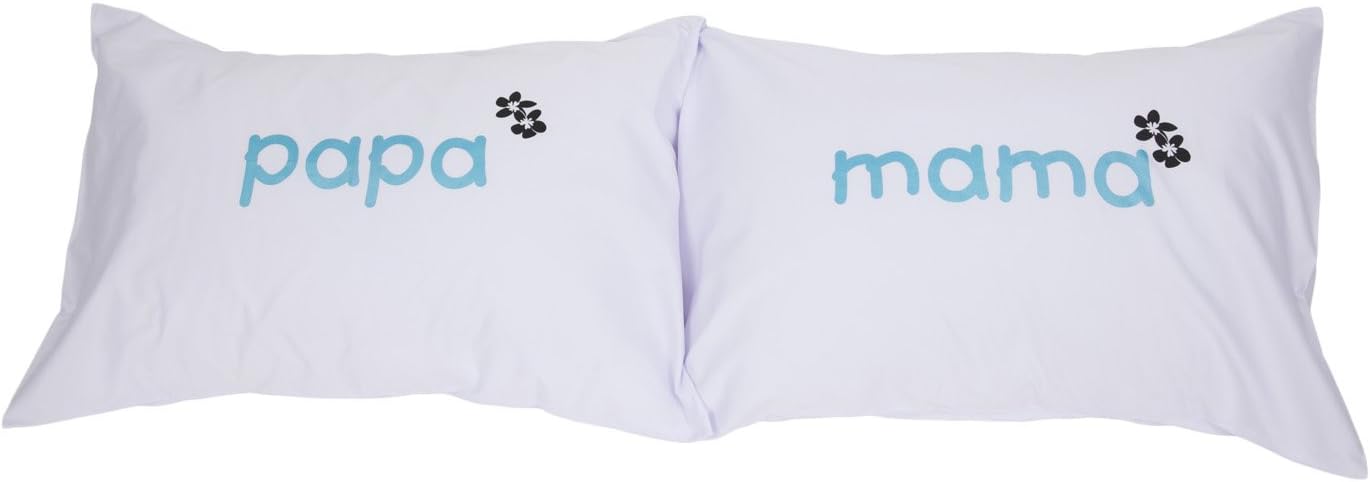 Sweet Day "Papa & Mama" Couple Pillowcases for Anniversary, Set of 2, Black (White)