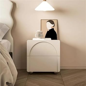 Modern Bedroom Night Stand, Bedside Table with 2 Drawers, Bedside Table with Microfiber Leather, Bedside Table for Small SpacesBeige,19.7in
