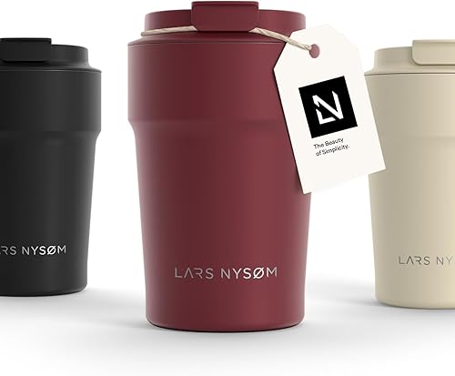 Miniatura 37 de LARS NYSØM Thermo - Taza de café para llevar, 13 onzas, taza de viaje de 0.38 litros con aislamiento, vaso térmico de acero inoxidable a prueba de
