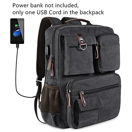 School Backpack Vintage Canvas Laptop Backpacks Men Women Rucksack Bookbags, Black #TOP3