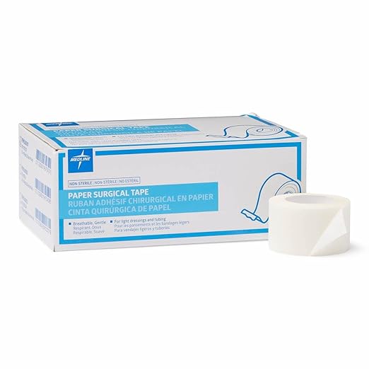 Medline Essentials Paper Medical Tape, 1 Inch x 10 Yards per Roll, Box of 12