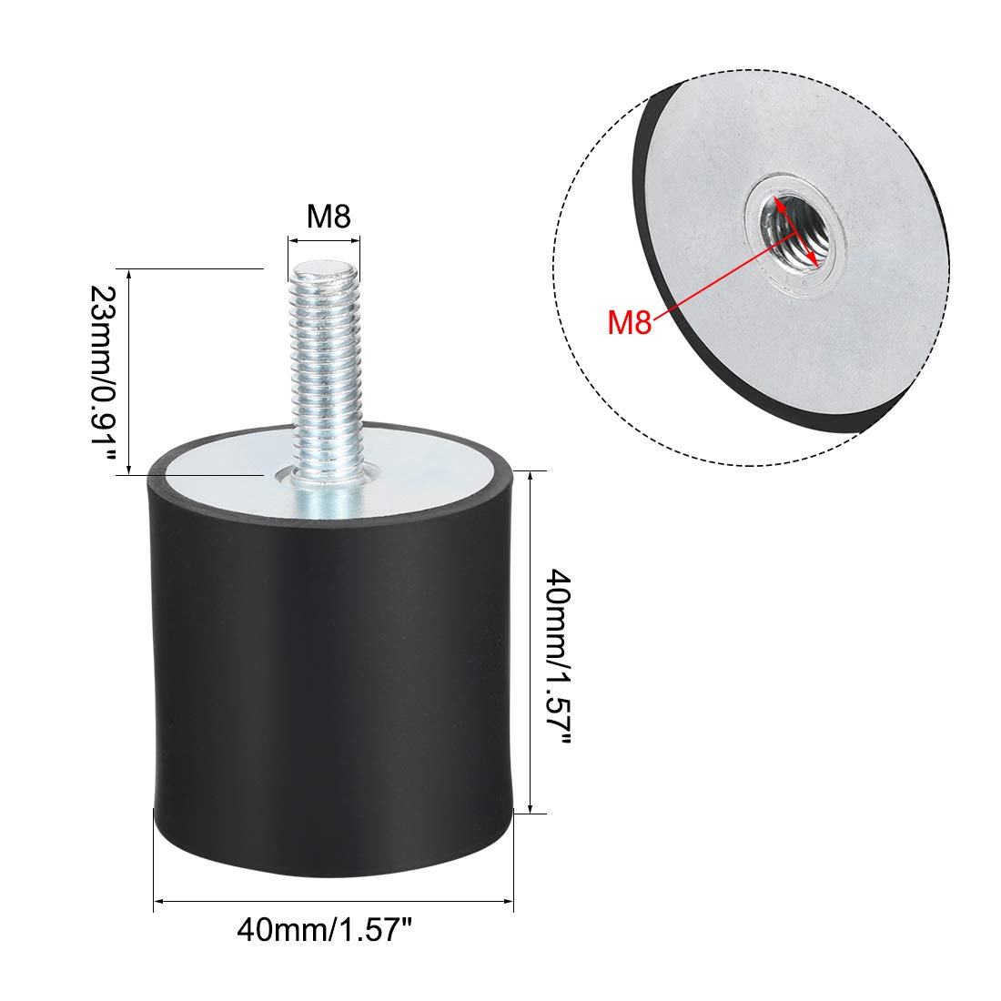 sourcing map M8 Mâle Femelle Silent Bloc Support Caoutchouc Amortisseur pour Moteur Générateur Compresseur Garage Inverse Osmose Pompe Impact Air Générateur Voiture Bobines D40mmxH40mm