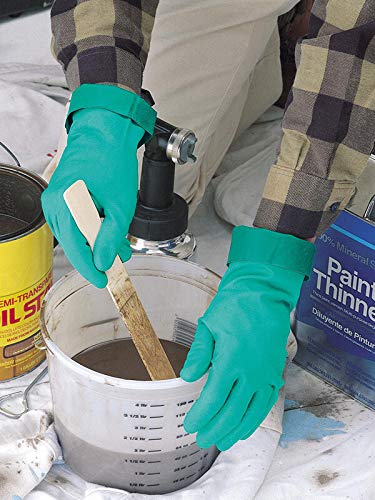 Showa 737 Nitrile Chemical Resistant Safety Glove With Bisque Grip, 15" Length, 22 Mil Thick, X-Large (Pack Of 12 Pairs), Light Green #TOP4