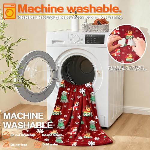 Image of Electric Blanket Heated Throw, Soft Flannel 50 inchx60 inch Plaid Heating Blanket with 8 Hours Auto Off 10 Fast Heating Levels Machine Washable Sherpa Heated Blanket with Overheating Protection