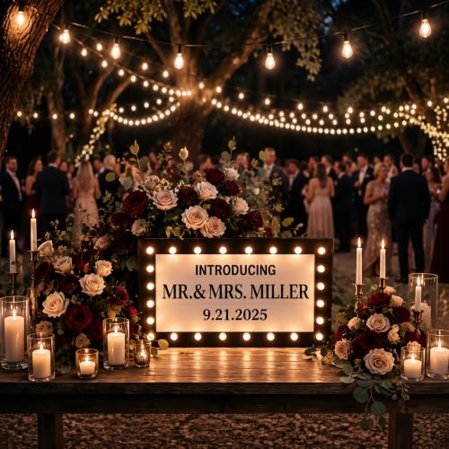 Canlierr 16in Wooden LED Wedding Bottle Service Sign with Letter Stickers by Canlierr - Used condition - Image 4