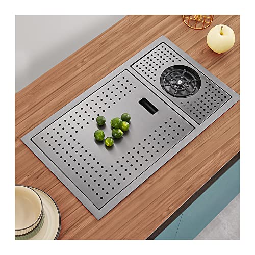 ブラックドロップインキッチンシンク 隠しシングルボウルユーティリティバー 屋外用 カバー付き カップウォッシャー蛇口コンボ 準備&屋内ガレージ レストラン キッチン ランドリー用