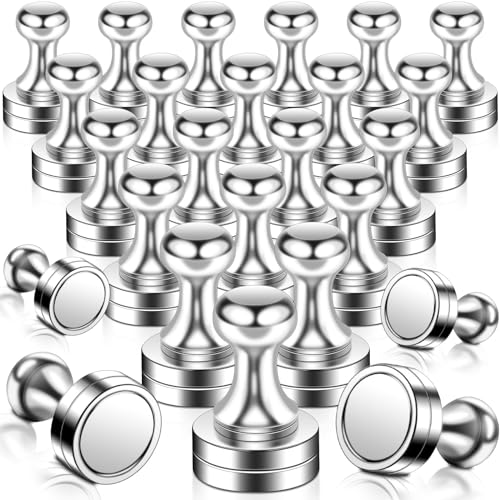 Starke Neodym Magnete N52, 26 Stück Mini Magnete für Kühlschrank, Magnettafel, Kegelmagnete, Stecktafel, Pinnwand, Whiteboard - Vernickelter Stahl, Kleine Kühlschrankmagnete