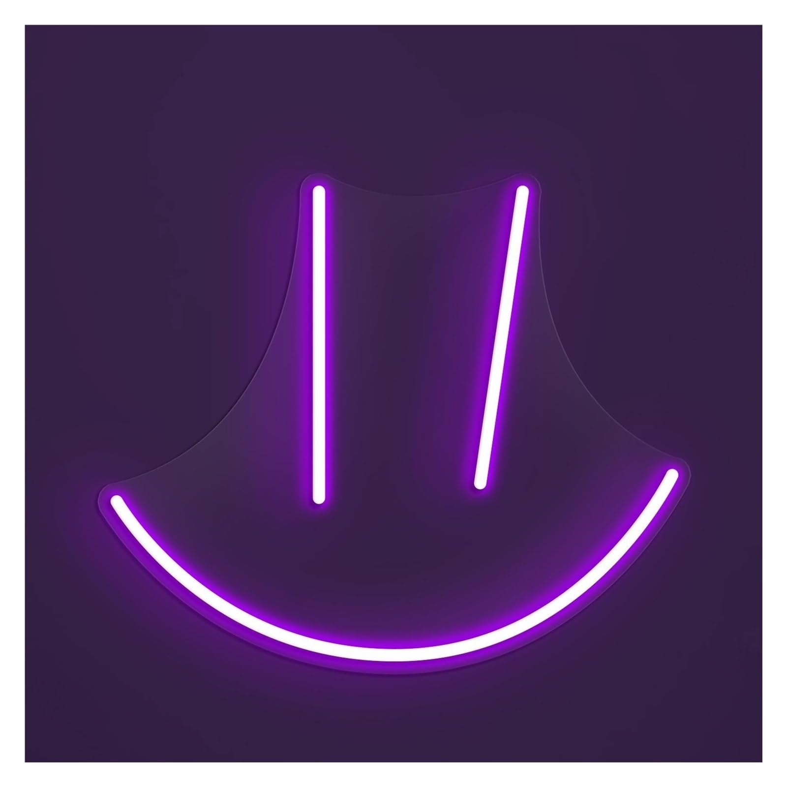 Hanging Art Neon Signs Happy Face Neon Sign, Suitable For Kids Room Decor With Brightness Adjustable 38cm(Purple)