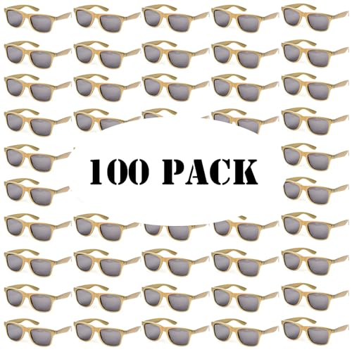Image of 50 /100 Pack Bulk Sunglasses for Adult Retro 70s 90s Cheap Glasses UV400 Protection (100Gold)