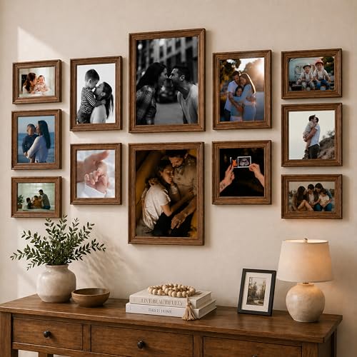 Image of Art Street Wooden Wall Photo Frame Collage Set for Living Room Decor | Multi Picture Frames Gallery Set for Family Photos | Wall Hanging Frame Set for Home, Bedroom, Hallway Decoration