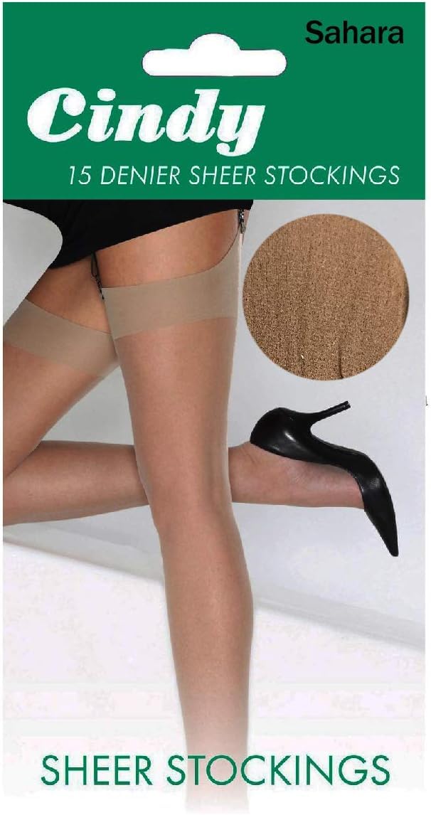 Cindy Women's Sahara 15 Denier Sheer Plain Knit Stockings - One Size (As8, Alpha, One_size, Regular, Regular, )