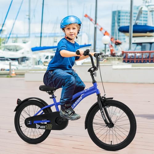 Image of Olakids Kids Bike, 12 14 16 18 Inch Toddlers Bike with Training Wheels Safety Bell Adjustable Seat and Handlebar, Handbrake and Coaster Brake, Children's Bicycle for Boys Girls