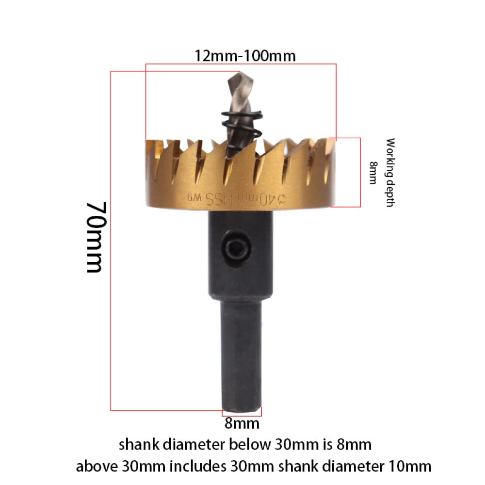 Broca HSS de punta de carburo de 12-100 mm Sierra de agujero de acero de alta velocidad para herramientas de brocas de metal de acero de aleación de aluminio inoxidable, 80 mm, como se muestra