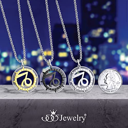555Jewelry Stainless Steel Horoscope Zodiac Sign Necklace Pendant for Men & Women ‎4