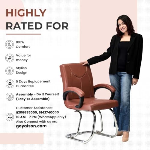 Image of Relaxation Chair Made up of Strong and Durable Frame Home Chair Modern Design for Comfort Seating (2, Brown, Double Pipe Frame)