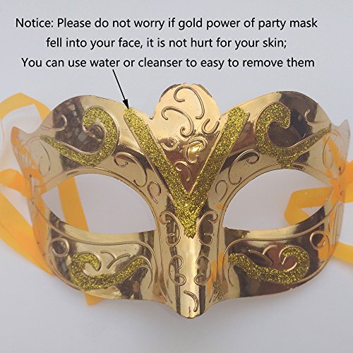 Arlai Pack Of 12, Gold Shining Plated Party Mask Wedding Props Masquerade Mardi Gras Mask #TOP3