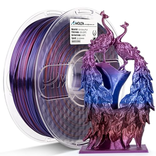 Image of AMOLEN PLA 3D Printer Filament,Silk Color Change PLA 1.75mm Silk Gradient Blue Purple Shiny Red Filament, 3D Printing Filament 1KG /2.2lb