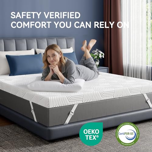 ELEMUSE 2 Inch Gel Memory Foam Mattress Topper King Size Pressure-Relieving Mattress Topper for Back Pain,Non-Slip Design with Removable & Washable Cover, CertiPUR-US - image 7