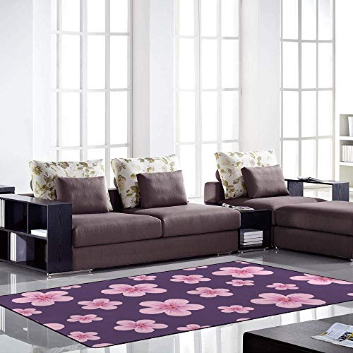 Tapis fleurs de cerisier pour salon : créez une ambiance sakura violette zen