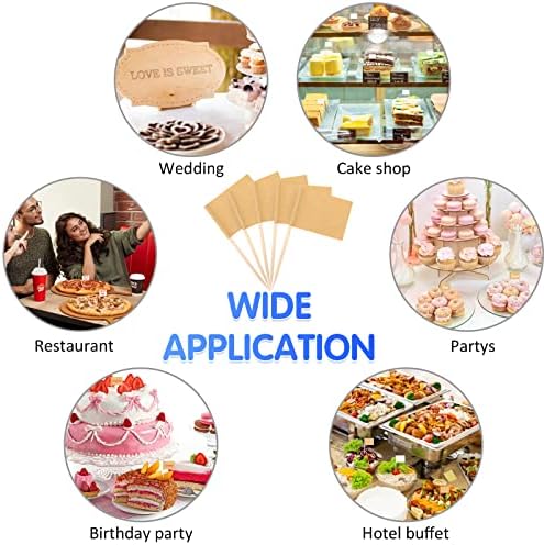 Svalor Toothpick Food Flags, 200 pcs Blank Party Food Labels(White and Kraft Paper), Mini Buffet Labels, Cocktail Sticks, Cupcake Toppers, Toothpick Flags for Partys Food Decorations