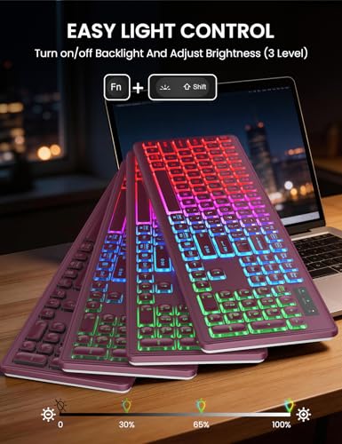 Image of Wireless Keyboard and Mouse Combo, RGB Backlit, Rechargeable & Light Up Letters, Full-Size, Soft Typing, Sleep Mode, 2.4GHz Quiet Keyboard Set for Mac, Windows, Laptop, PC, Trueque KM42Pro