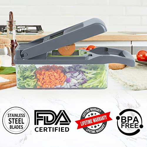 Elabli Pro Vegetable Chopper With 8 Blades:mandoline Slicer Onion Chopper Dicer Egg Separator Slicer Vegetable Chopper Cutter Slicer,Food Chopper Dicer Slicer With Container For Kitchen（Green） #TOP4