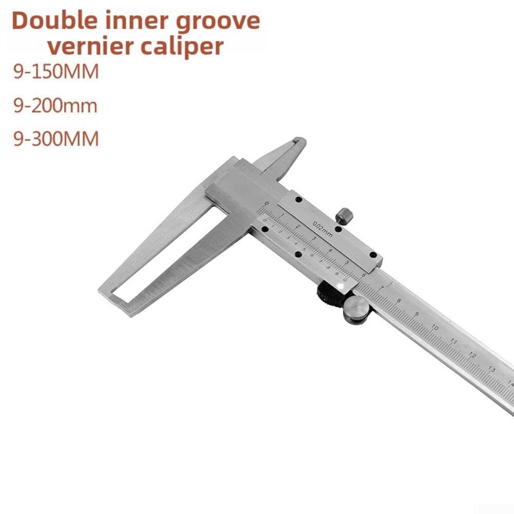 Calibrador de acero inoxidable de 9 a 300 mm, diseño de doble ranura interior para una profundidad interna precisa y medición de pasos (9-150 mm)