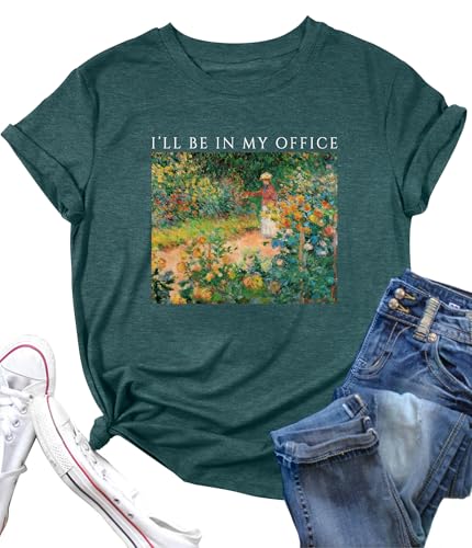 Garden Shirts for Women I'll Be in My Office Gardening Shirt Plant Lover Gardener T-Shirt Vintage Flowers Graphic Tee