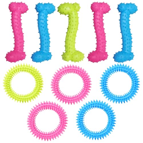 KEORHEZ Welpe Zähne Kauen Spielzeug 10Pcs, Juckreiz Kleine Hunde Welpenspielzeug Ring, Gummi Kauspielzeug Mundgesundheit Welpen Interaktives Naturkautschuk Spielzeug Kleiner Ring für kleine Hunde
